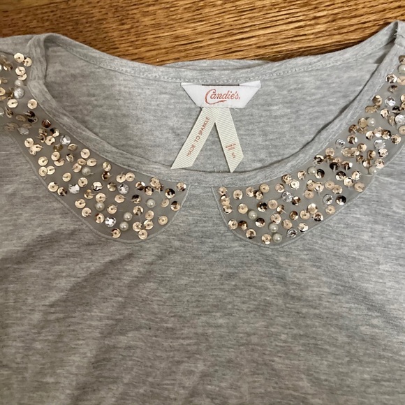 Vintage Peter Pan collar t shirt sequins Candies New Girl - Picture 3 of 4